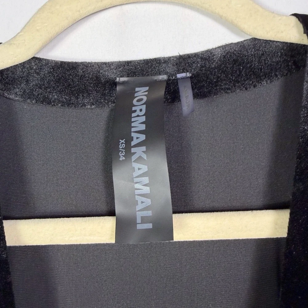 Norma Kamali V Neck Rectangle Gown Black Velvet Maxi Dress Sz XS - Picture 8 of 8